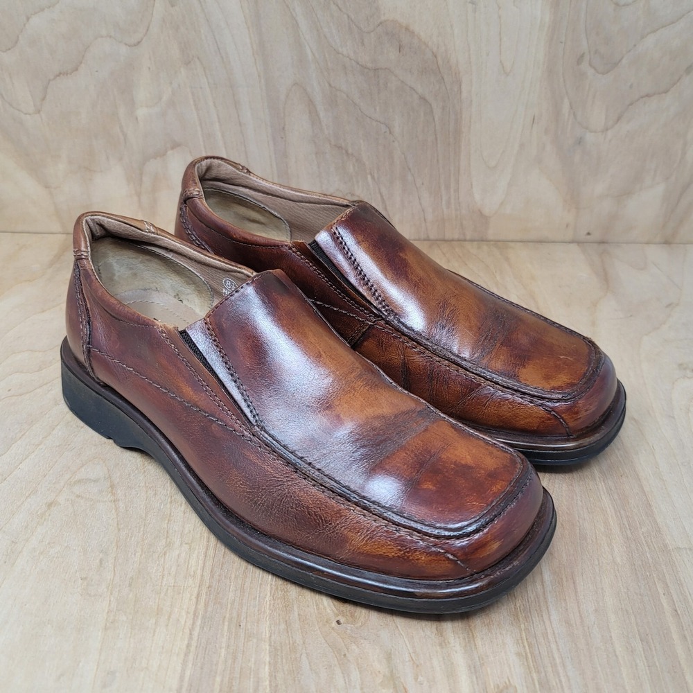 London Fog Mens Loafers Size 8.5 Holaf Brown Casual Leather Shoes Slip On
